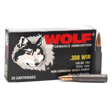 WOLF PERFORMANCE 308 WINCHESTER AMMO 150 FMJ STEEL CASE - P308CFMJ