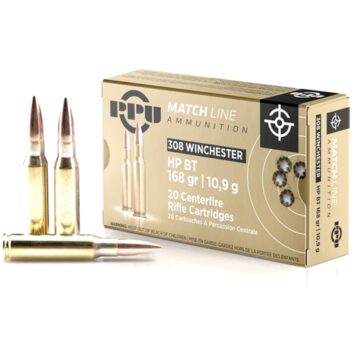 PRVI PARTIZAN MATCH 308 WINCHESTER AMMO 168 GRAIN HOLLOW POINT BOAT TAIL